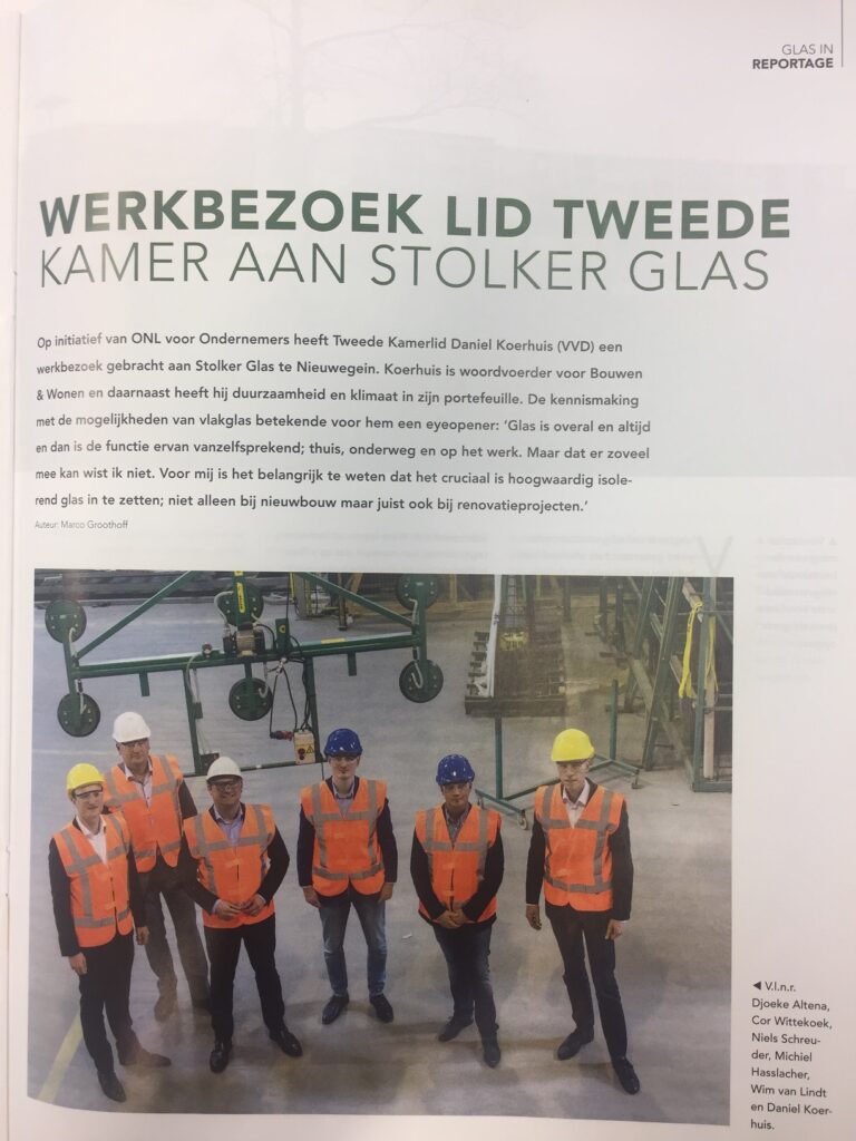 Werkbezoek lid Tweede Kamer aan Stolker Glas - Glas in Beeld